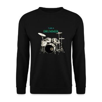 I am a Drummer Schlagzeuger Schlagzeug - Unisex Pullover - Schwarz - Vorne - Alina (178cm) & Michal (187cm)