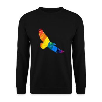 Regenbogen Adler Geschenkidee - Unisex Pullover - Schwarz - Vorne - Alina (178cm) & Michal (187cm)