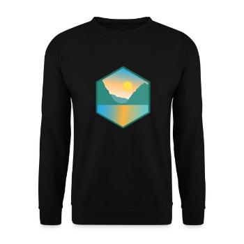 Fjord Norway Mountain and Lake Gift Idea - Unisex Sweatshirt - black - Front - Alina (178cm) & Michal (187cm)