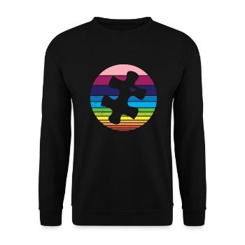 Retro Puzzle Heart Autism Awar... Autism Awareness - Unisex Pullover - Schwarz - Vorne - Alina (178cm) & Michal (187cm)