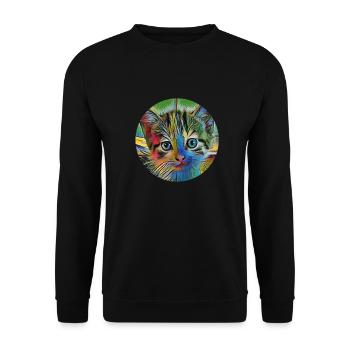 Katze - Unisex Pullover - Schwarz - Vorne - Alina (178cm) & Michal (187cm)