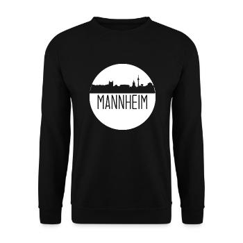 mannheim, skyline, kreis, scherenschnitt, weiss - Unisex Pullover - Schwarz - Vorne - Alina (178cm) & Michal (187cm)