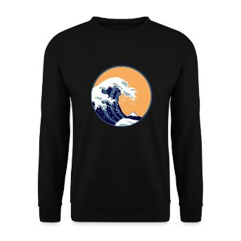 Waves The Big Wave Before Kanagawa Retro Art Gift - Unisex Sweatshirt - black - Front - Alina (178cm) & Michal (187cm)
