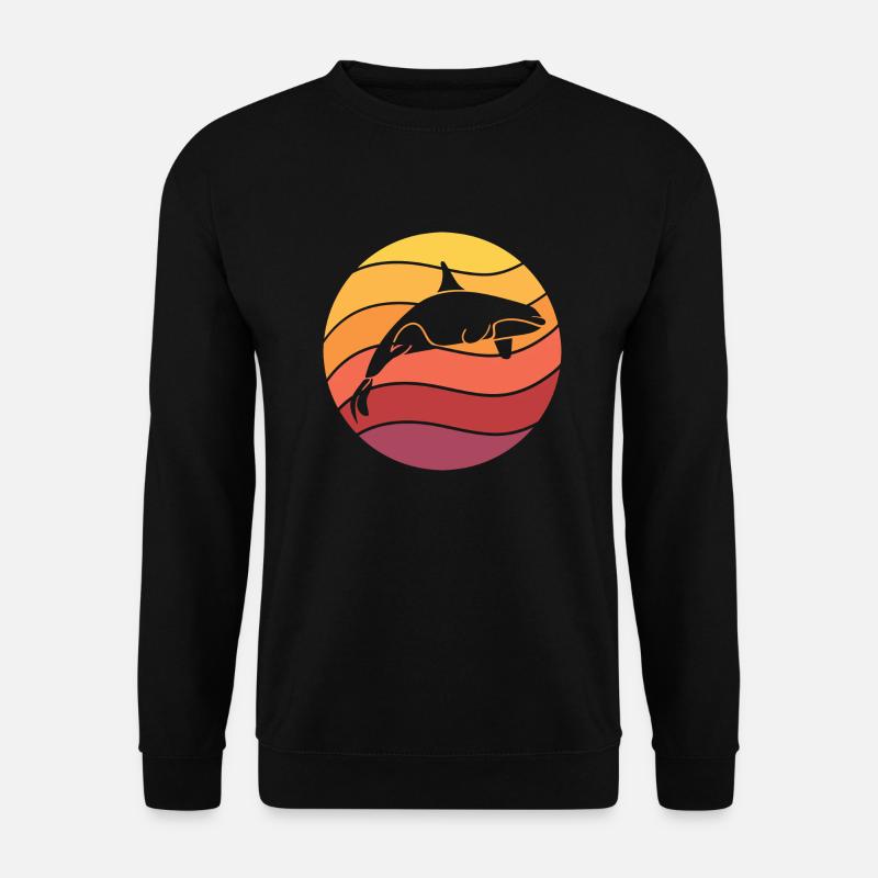 Orca Vintage Wal Tier Killerwal Delfin Geschenk - Unisex Pullover - Schwarz