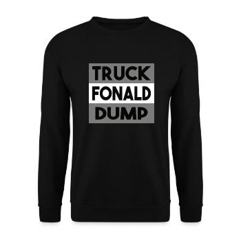 Truck Fonald Dump Geschenkidee usa speziell truck - Unisex Pullover - Schwarz - Vorne - Alina (178cm) & Michal (187cm)