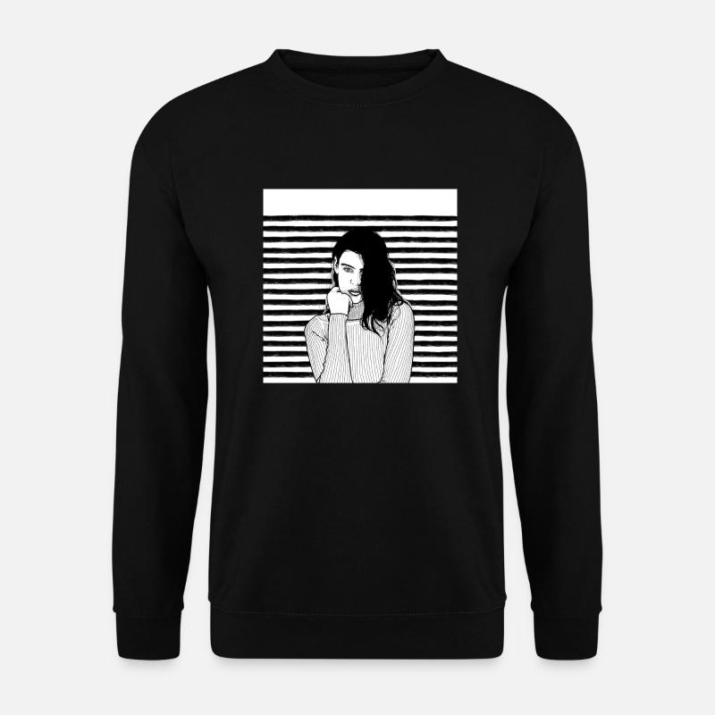 Streifen Schwarz Weiß - Unisex Pullover - Schwarz