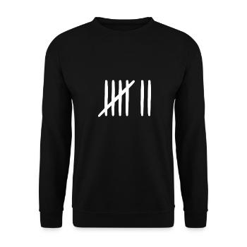 7 Geburtstag Strichliste - 7 Jahre alt - Unisex Pullover - Schwarz - Vorne - Alina (178cm) & Michal (187cm)
