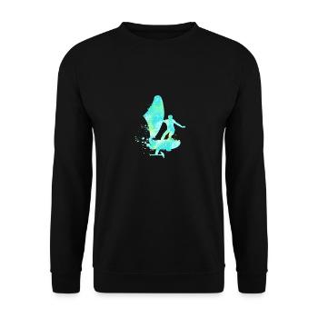 Double Exposure Wing Foiling Hydrofoiling Geschenk - Unisex Pullover - Schwarz - Vorne - Alina (178cm) & Michal (187cm)