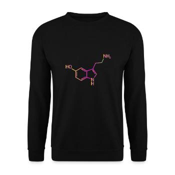 Serotonin Molekül Chemie Glück Geschenkidee - Unisex Pullover - Schwarz - Vorne - Alina (178cm) & Michal (187cm)