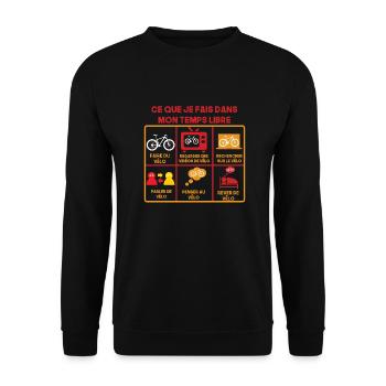Vélo, ce que je fais de mon temps libre Cycliste - Sweat-shirt Unisexe - noir - Devant - Alina (178cm) & Michal (187cm)
