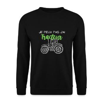 Je peux pas j ai tracteur - Sweat-shirt Unisexe - noir - Devant - Alina (178cm) & Michal (187cm)