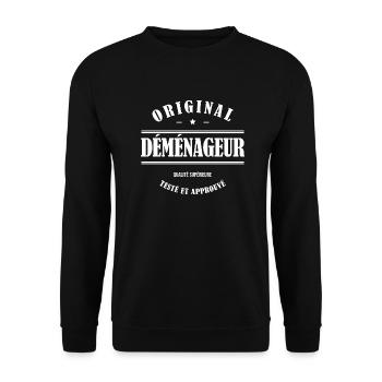 DÉMÉNAGEUR ORIGINAL - Sweat-shirt Unisexe - noir - Devant - Alina (178cm) & Michal (187cm)