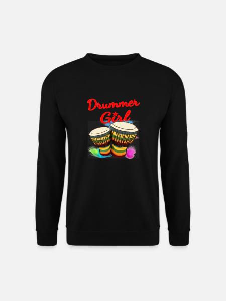 Drummer Girl Djembe Percussion - Unisex Pullover - Schwarz