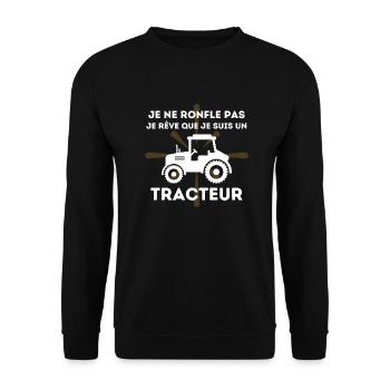 Je ne ronfle pas je rêve que je suis un tracteur - Sweat-shirt Unisexe - noir - Devant - Alina (178cm) & Michal (187cm)