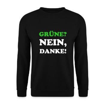 Grüne Nein Danke Wahlen Politik Geschenk - Unisex Pullover - Schwarz - Vorne - Alina (178cm) & Michal (187cm)