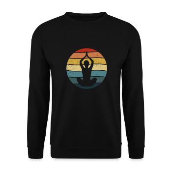 Yoga Meditation Shirt Retro Sun - Unisex Sweatshirt - black - Front - Alina (178cm) & Michal (187cm)