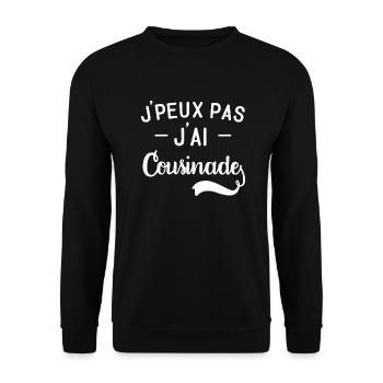 J'peux pas j'ai cousinade cadeau fête de familles - Sweat-shirt Unisexe - noir - Devant - Alina (178cm) & Michal (187cm)