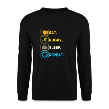 eat sleep rugby repeat - Unisex Sweatshirt - black - Front - Alina (178cm) & Michal (187cm)