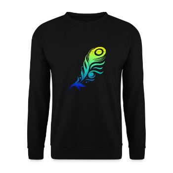 Pfauenfeder Feder Tribal Tattoo Geschenkidee - Unisex Pullover - Schwarz - Vorne - Alina (178cm) & Michal (187cm)