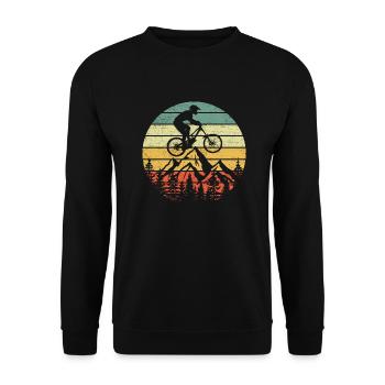 Mountainbike MTB Fahrrad Berge - Unisex Pullover - Schwarz - Vorne - Alina (178cm) & Michal (187cm)