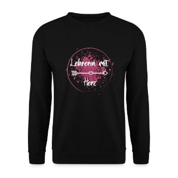 Lehrerin mit Herz Abschied Schulklasse Ruhestand - Unisex Pullover - Schwarz - Vorne - Alina (178cm) & Michal (187cm)