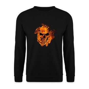 Schädel, Flamme Schädel, Schädel t Shirts, Schädel, Mensch - Unisex Pullover - Schwarz - Vorne - Alina (178cm) & Michal (187cm)