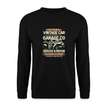 Cooles US Car Shirt Hotroad Design Vintage Car - Unisex Pullover - Schwarz - Vorne - Alina (178cm) & Michal (187cm)