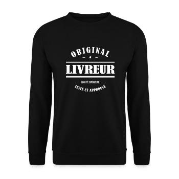 LIVREUR ORIGINAL - Sweat-shirt Unisexe - noir - Devant - Alina (178cm) & Michal (187cm)