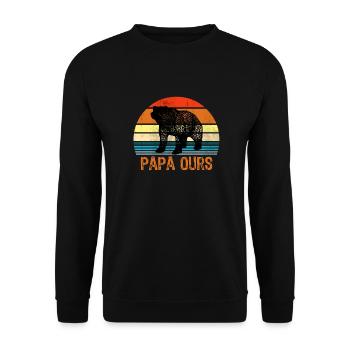 Mann Papa Bär - Unisex Pullover - Schwarz - Vorne - Alina (178cm) & Michal (187cm)