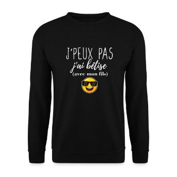 J'peux pas j'ai bêtise avec mon fils - Sweat-shirt Unisexe - noir - Devant - Alina (178cm) & Michal (187cm)