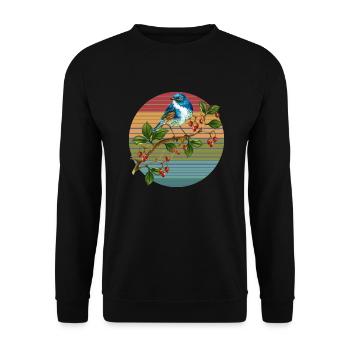 Bunter Vogel - Unisex Pullover - Schwarz - Vorne - Alina (178cm) & Michal (187cm)