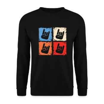 Retro squares horns metalhead heavy metal music - Unisex Sweatshirt - black - Front - Alina (178cm) & Michal (187cm)