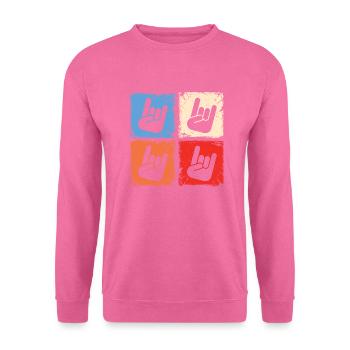 Retro squares horns metalhead heavy metal music - Unisex Sweatshirt - pink - Front