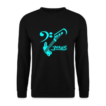 Jazz Bass Guitar Neon Color - Unisex Pullover - Schwarz - Vorne - Alina (178cm) & Michal (187cm)
