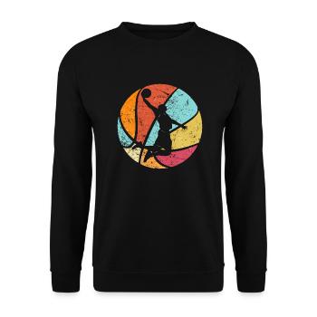 Basketball Spieler Basketballer Retro Dunk - Unisex Pullover - Schwarz - Vorne - Alina (178cm) & Michal (187cm)