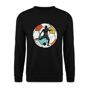 Vintage Fußball Fußballer - Unisex Pullover - Schwarz - Vorne - Alina (178cm) & Michal (187cm)