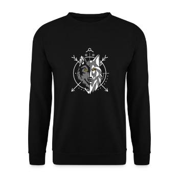 Geometric Grey Wolf in the Crosshairs - Unisex Sweatshirt - black - Front - Alina (178cm) & Michal (187cm)