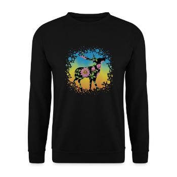 Hirsch - Unisex Pullover - Schwarz - Vorne - Alina (178cm) & Michal (187cm)