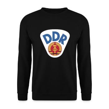 Wappen der DDR Deutschen Demokratischen Republik - Unisex Pullover - Schwarz - Vorne - Alina (178cm) & Michal (187cm)