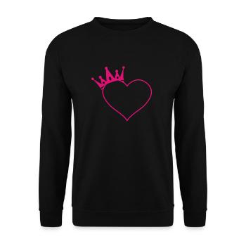 Herz mit Krone Pink - Unisex Pullover - Schwarz - Vorne - Alina (178cm) & Michal (187cm)