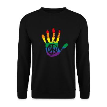 Rainbow Peace Sign Hand LGBT - Unisex Sweatshirt - black - Front - Alina (178cm) & Michal (187cm)