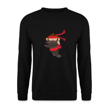 Ninja Affe Lustige Geschenkidee - Unisex Pullover - Schwarz - Vorne - Alina (178cm) & Michal (187cm)