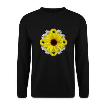 Tournesol, Marguerites, Fleurs, Floral - Sweat-shirt Unisexe - noir - Devant - Alina (178cm) & Michal (187cm)