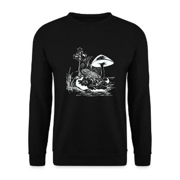 Frosch Tier Amphibienliebhaber Kleidung Geschenk - Unisex Pullover - Schwarz - Vorne - Alina (178cm) & Michal (187cm)
