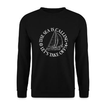 The sea calls - by sailboat - Unisex Sweatshirt - black - Front - Alina (178cm) & Michal (187cm)