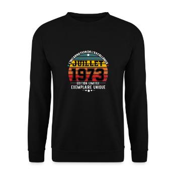 Juillet 1973 cadeau anniversaire Édition limitée - Sweat-shirt Unisexe - noir - Devant - Alina (178cm) & Michal (187cm)
