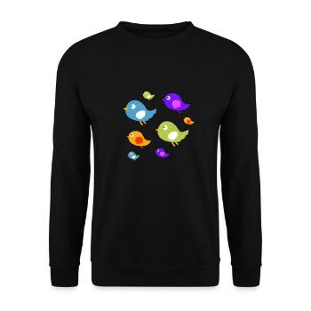 Süße Vögel Cartoon Kinder Bunt - Unisex Pullover - Schwarz - Vorne - Alina (178cm) & Michal (187cm)