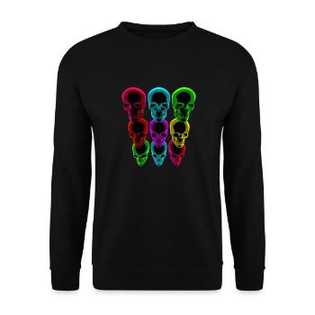 Schädel Abstrakt Totenkopf Design - Unisex Pullover - Schwarz - Vorne - Alina (178cm) & Michal (187cm)