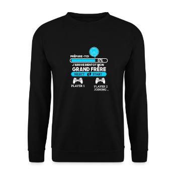 Bientôt Grand Frère Gamer Futur Frère Gamer drôles - Sweat-shirt Unisexe - noir - Devant - Alina (178cm) & Michal (187cm)
