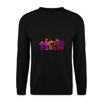 Berlin Skyline Impression Souvenir Gift Idea - Unisex Sweatshirt - black - Front - Alina (178cm) & Michal (187cm)
